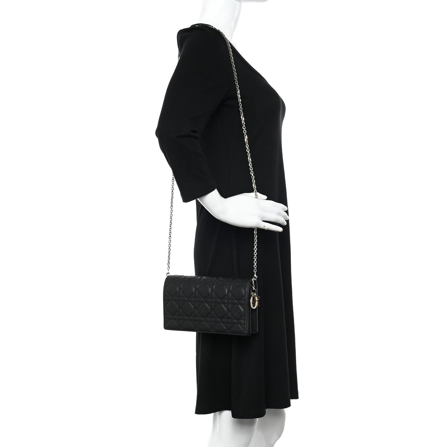 Lambskin Cannage Lady Dior Pouch Black