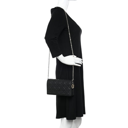 Christian Dior Lambskin Cannage Lady Dior Pouch Black 2 of 12