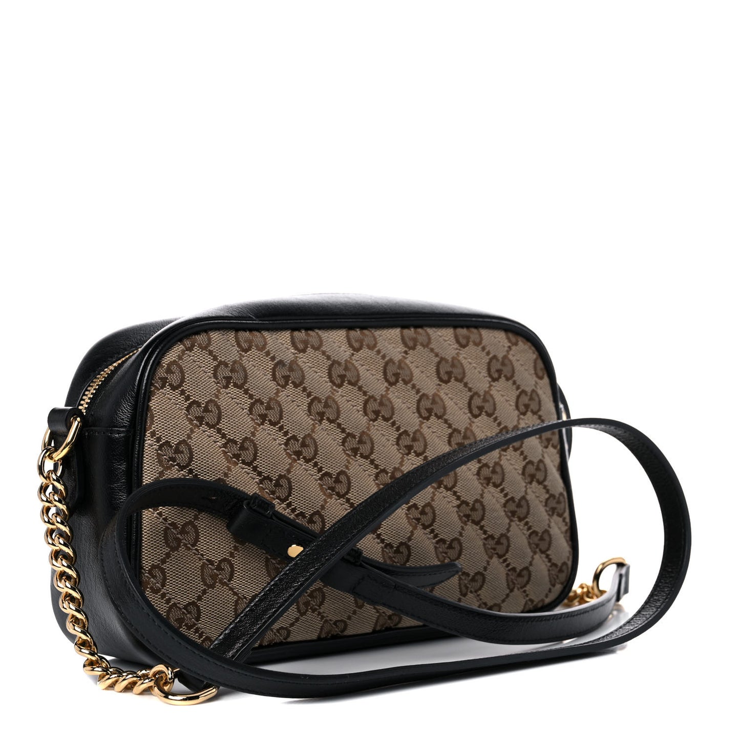 Monogram Matelasse Diagonal Small GG Marmont Chain Shoulder Bag Beige Black