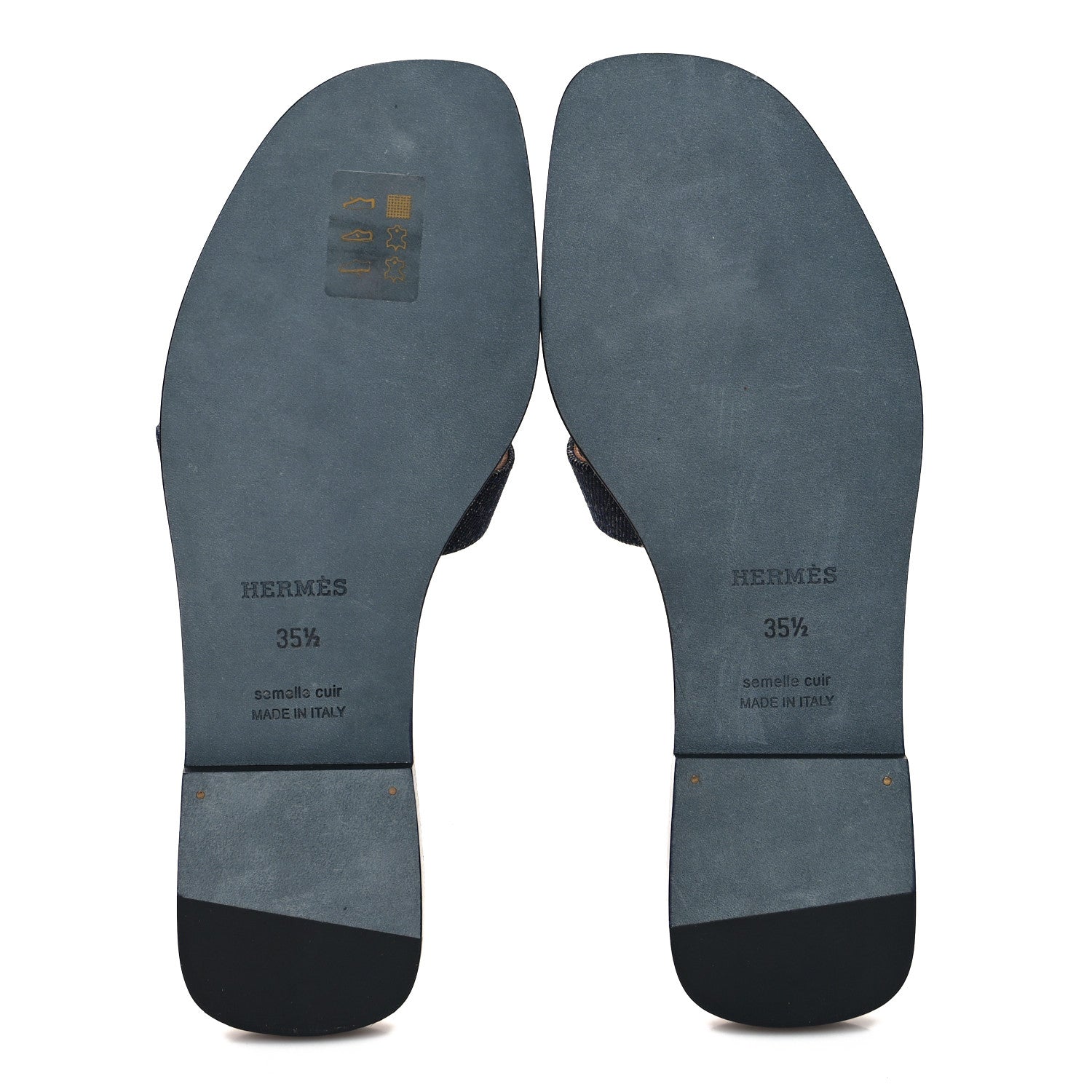 Hermes Denim Canvas Oran Sandals 35.5 Bleu Brut 5 of 8