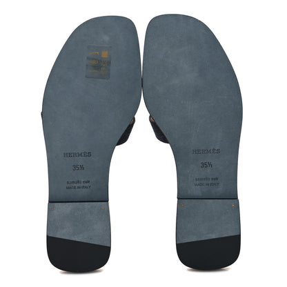Hermes Denim Canvas Oran Sandals 35.5 Bleu Brut 5 of 8