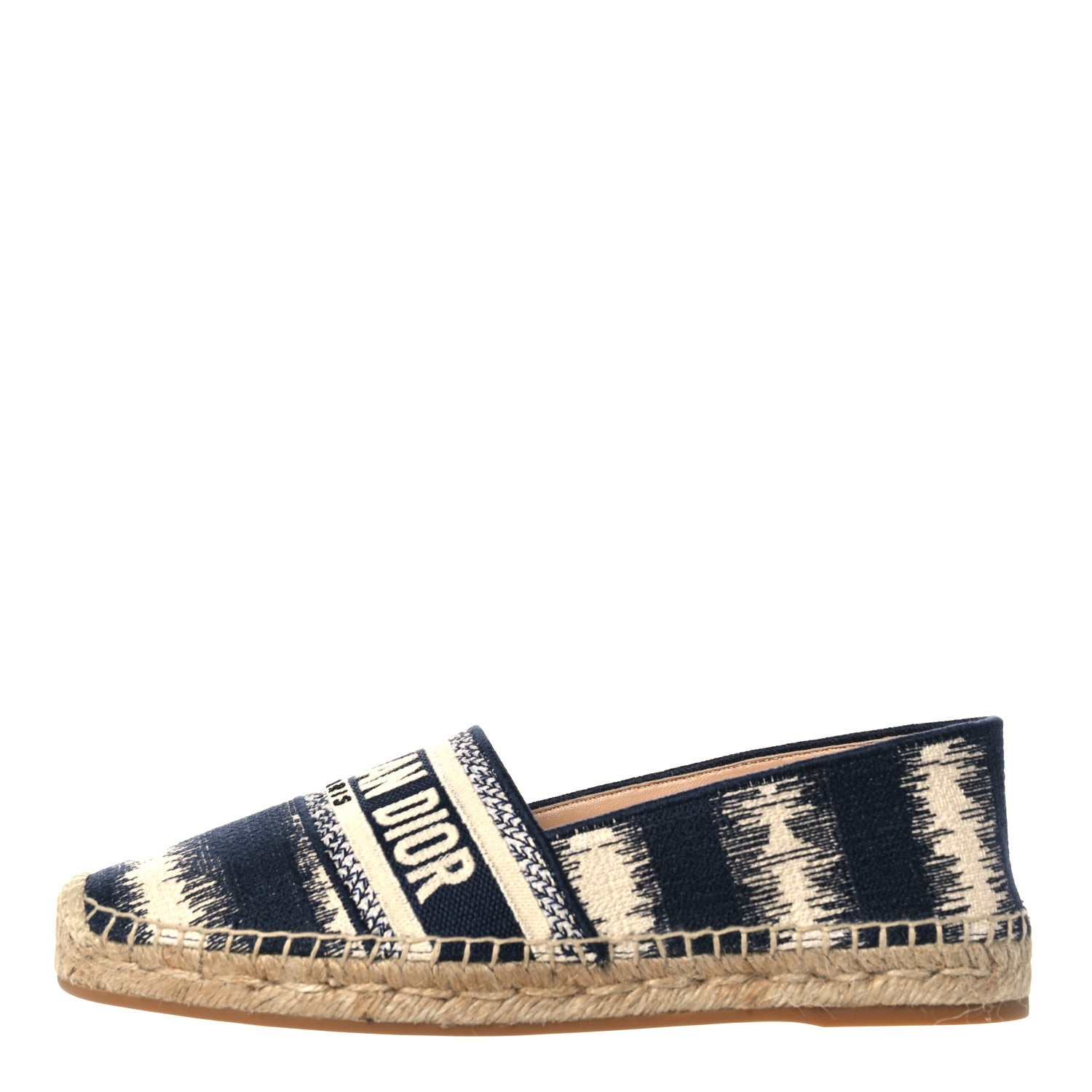 Christian Dior Cotton D-Stripes Embroidered Granville 15mm Espadrilles 37 Deep Blue 1 of 9
