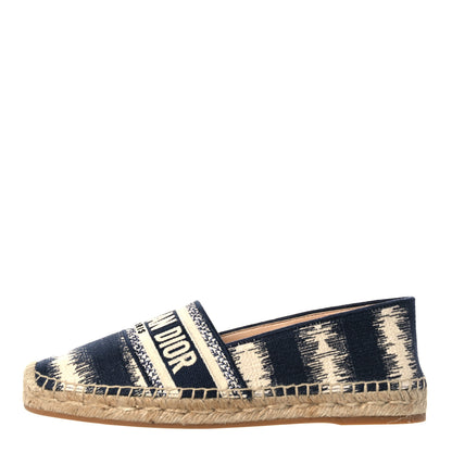 Christian Dior Cotton D-Stripes Embroidered Granville 15mm Espadrilles 37 Deep Blue 1 of 9