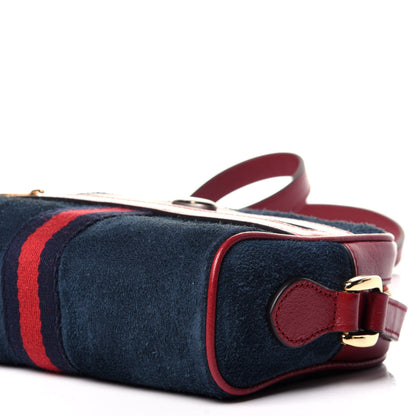Gucci Suede Calfskin Web Mini Ophidia Shoulder Bag New Blue Romantic Cherry 9 of 12
