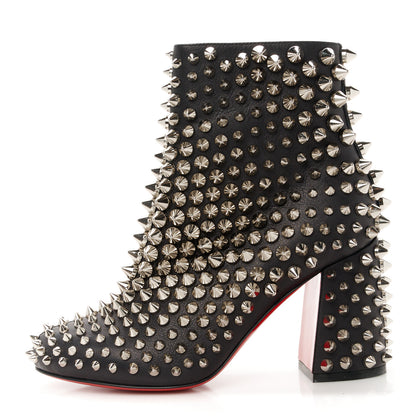 Christian Louboutin Calfskin Louise Capet Spikes 85 Boots 35.5 Black Silver 1 of 8