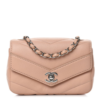Chanel Caviar Chevron Quilted Small Single Flap Light Pink 1 of 12