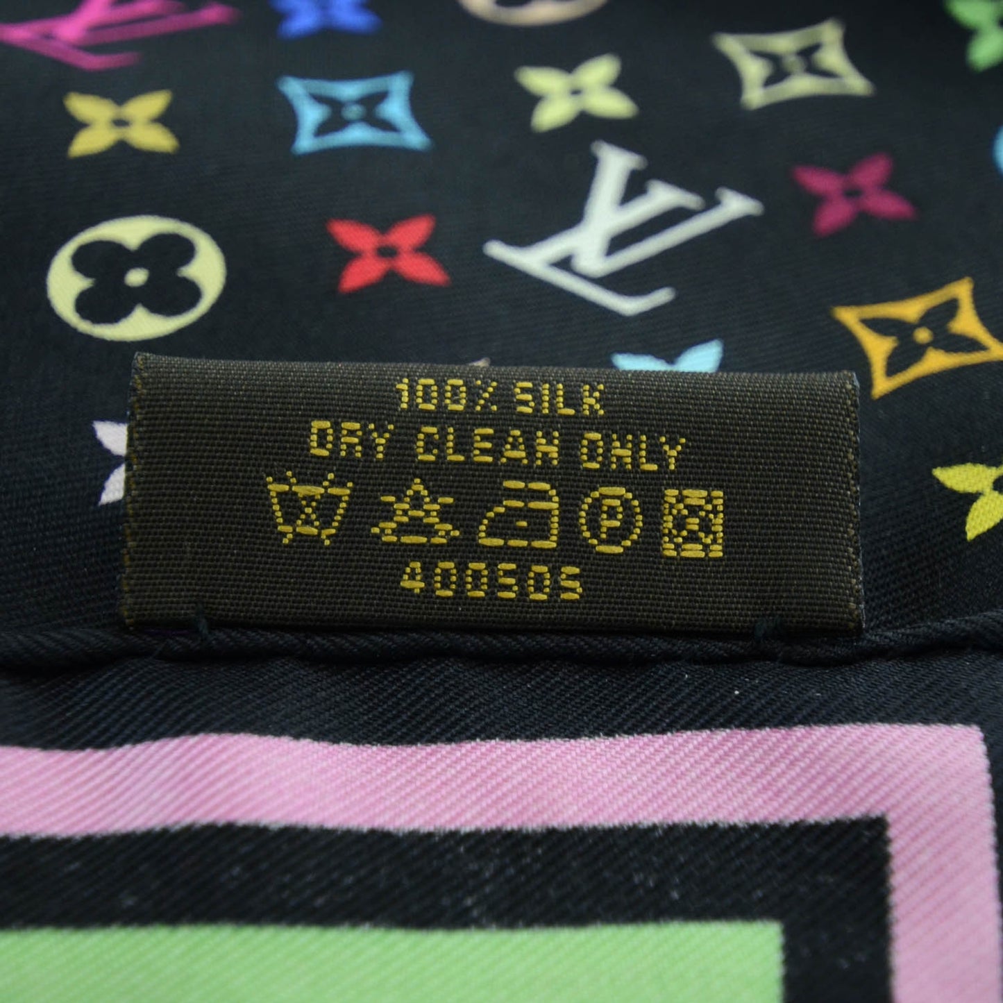 Silk Monogram Multicolor Square Scarf Black