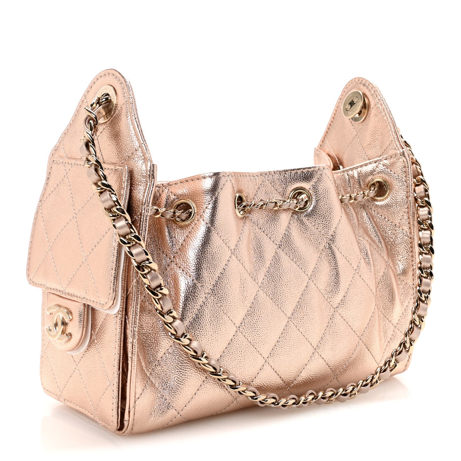 Chanel Metallic Caviar Quilted Mini Chanel 25 Handbag Copper 4 of 11