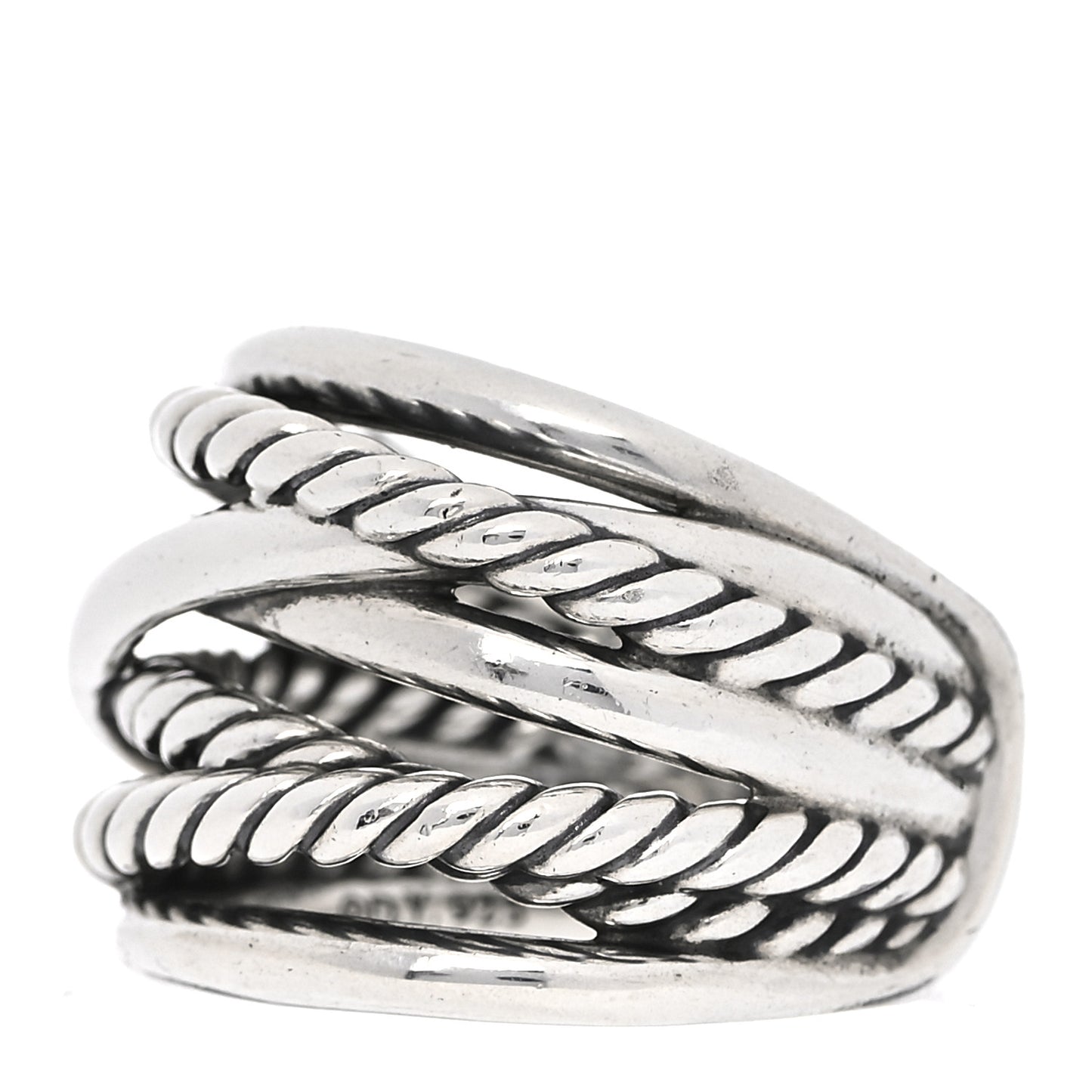 Sterling Silver 18mm Wide Crossover Cable Ring 54 7