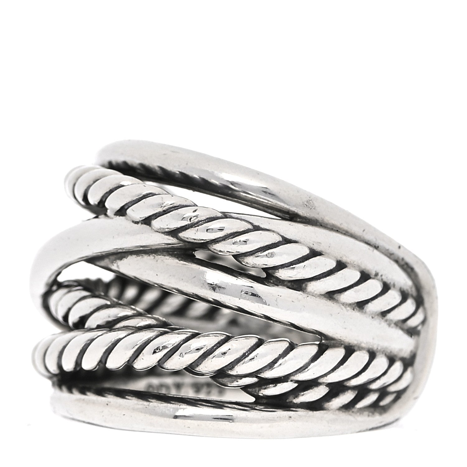 David Yurman Sterling Silver 18mm Wide Crossover Cable Ring 54 7 4 of 6