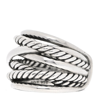 David Yurman Sterling Silver 18mm Wide Crossover Cable Ring 54 7 4 of 6