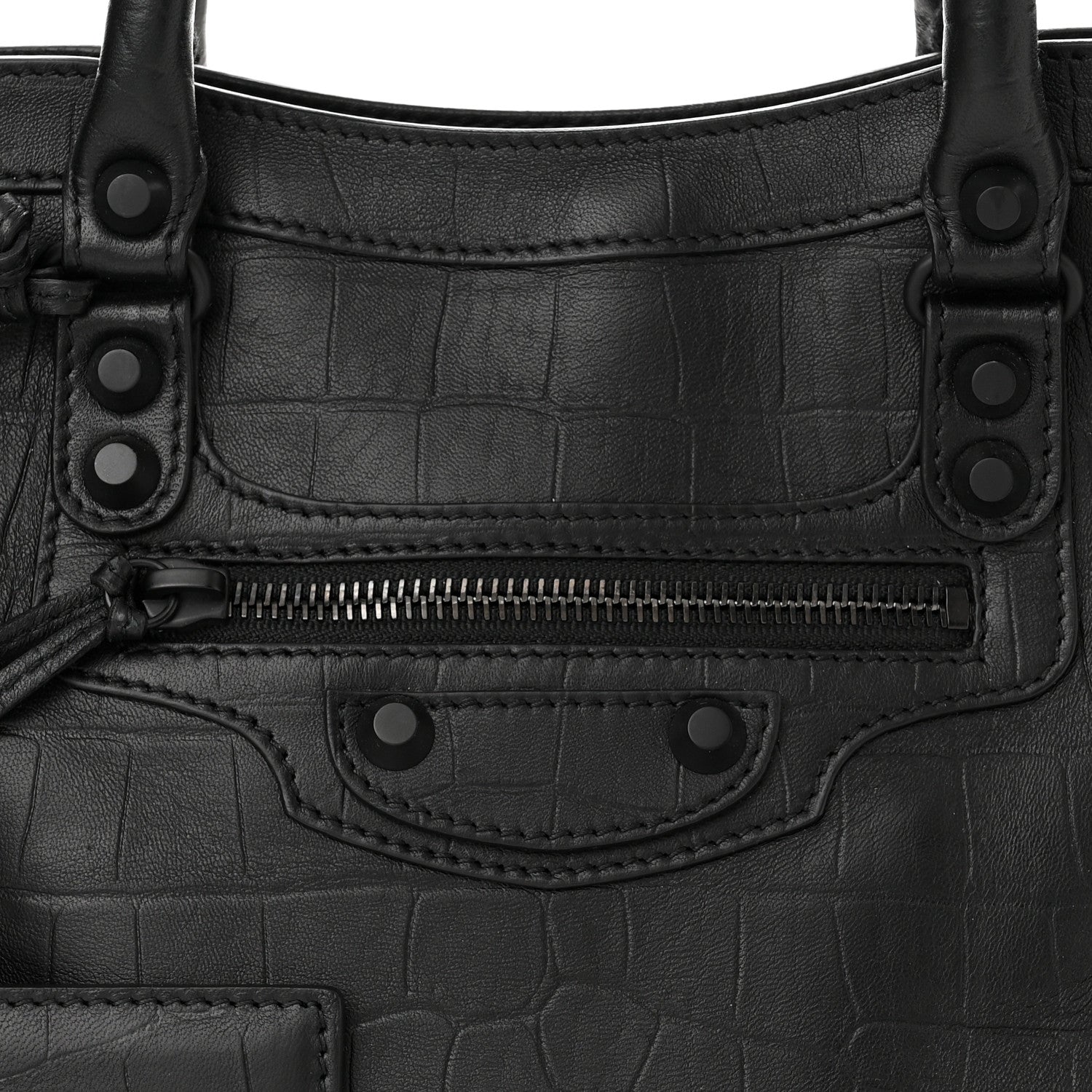 Balenciaga Matte Supple Lambskin Crocodile Embossed Classic Black Hardware S City Black 8 of 10