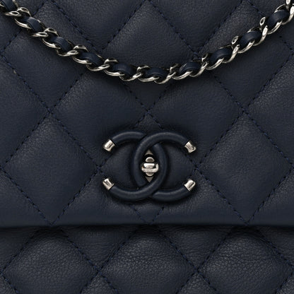 Chanel Calfskin Quilted Medium Frame in Chain Flap Navy 8 of 10