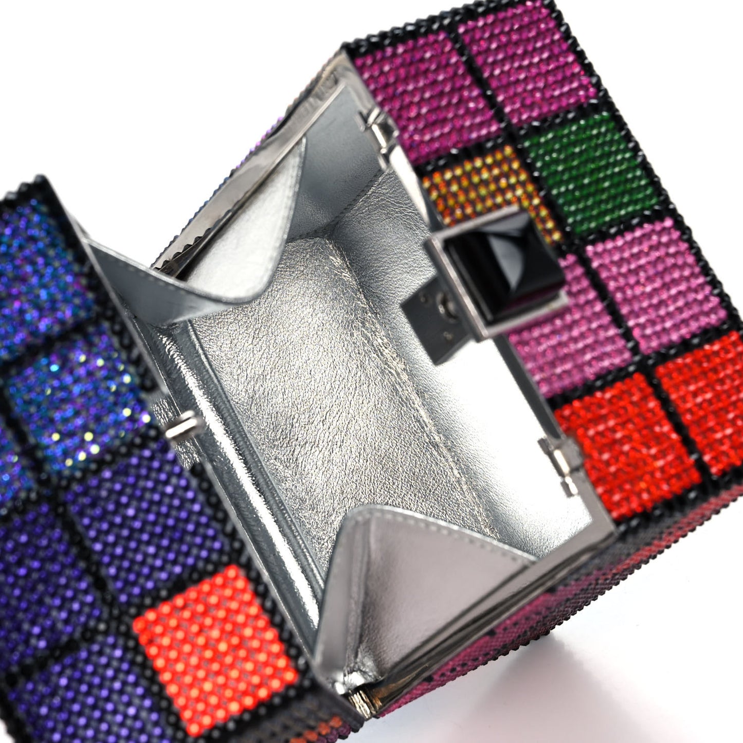 Crystal Rubix Cube Clutch Multicolor
