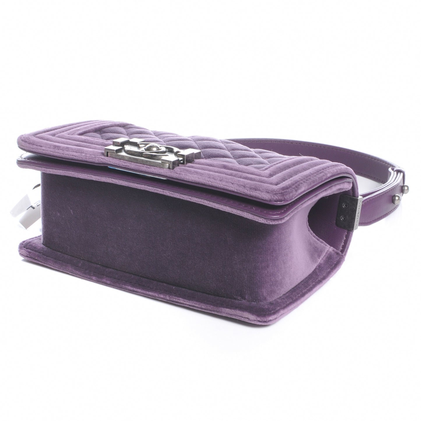 Velvet Quilted Small Boy Flap Purple