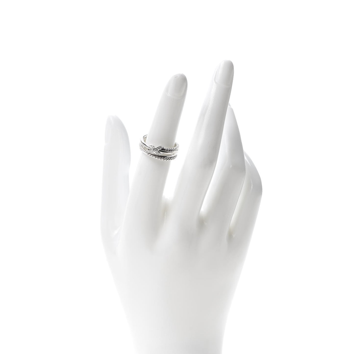 Sterling Silver Diamond X Crossover Ring 50 5.25