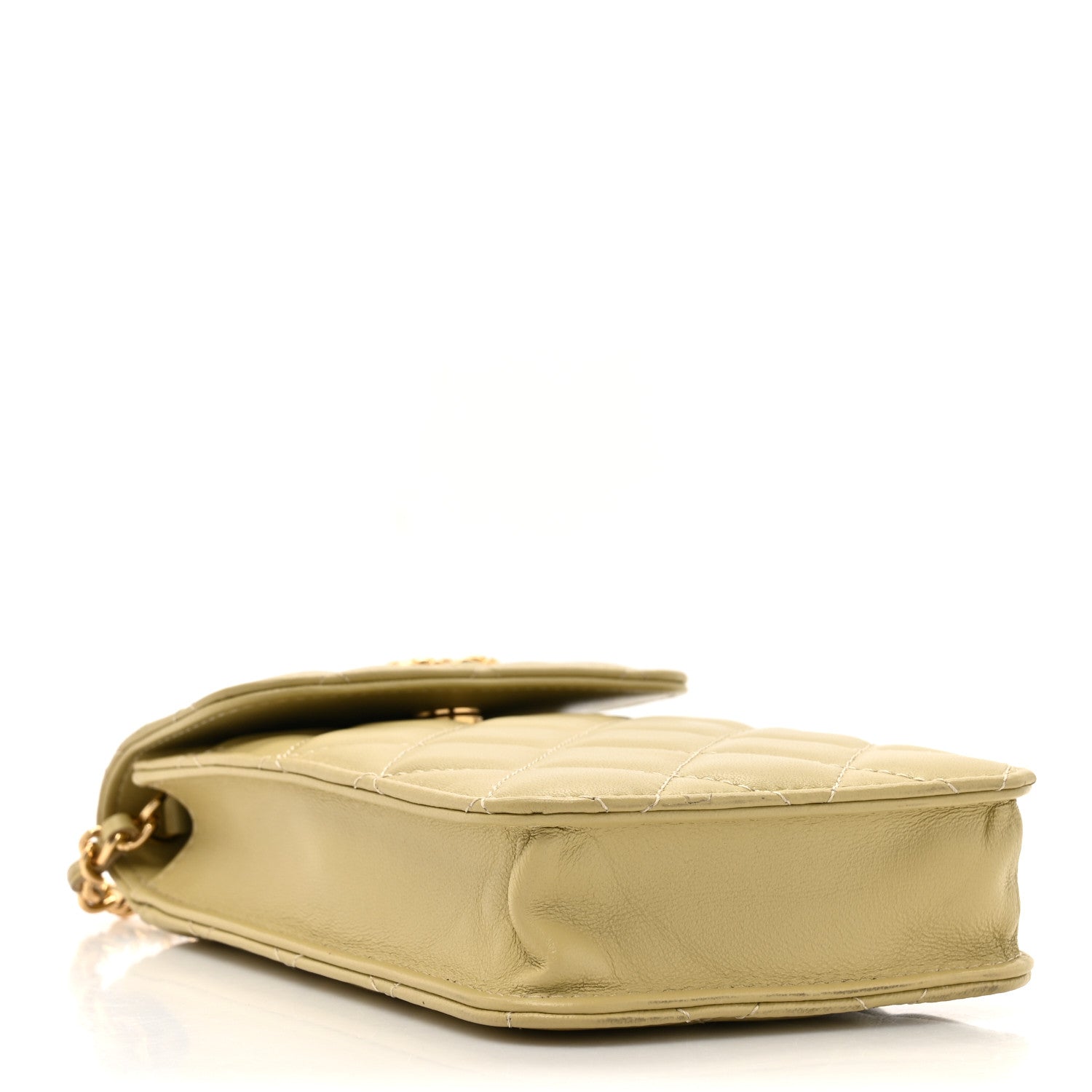Chanel Lambskin Quilted Enamel CC Wallet on Chain WOC Light Green 4 of 13