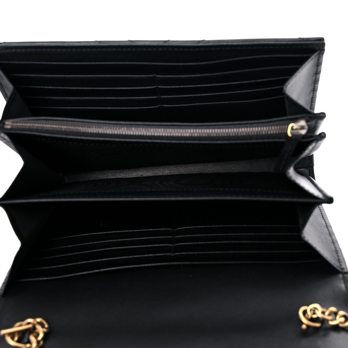 Calfskin Matelasse GG Marmont Chain Wallet Black