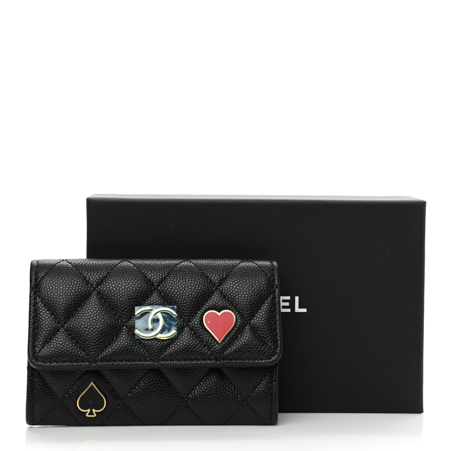 Chanel Caviar Quilted Enamel Coco Casino Flap Card Holder Wallet Black 9 of 9