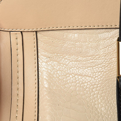 Chloe Ostrich Crocodile Embossed Large Alice Satchel Beige Black 6 of 9