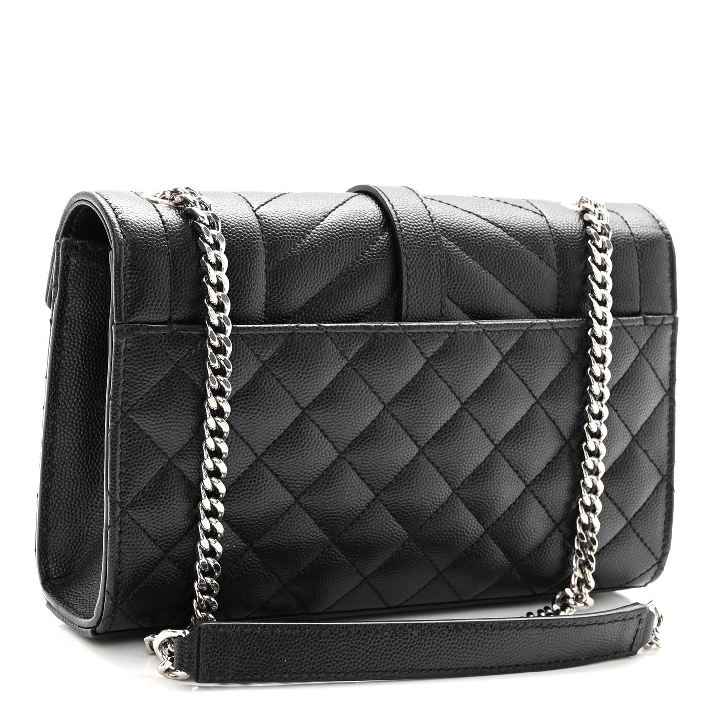 Grain De Poudre Textured Mixed Matelasse Triquilt Small Monogram Satchel Black