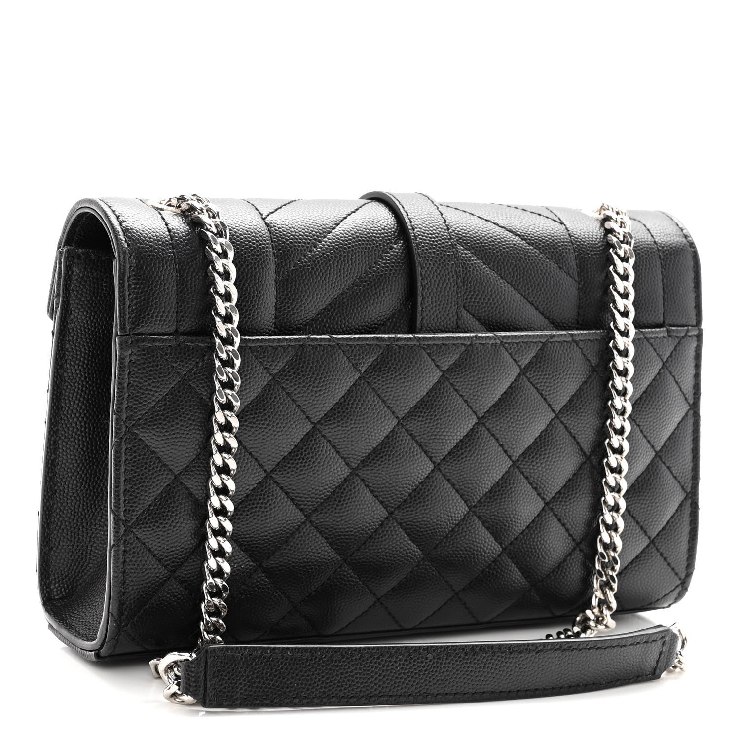 Saint Laurent Grain De Poudre Textured Mixed Matelasse Triquilt Small Monogram Satchel Black 2 of 8