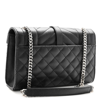 Saint Laurent Grain De Poudre Textured Mixed Matelasse Triquilt Small Monogram Satchel Black 2 of 8