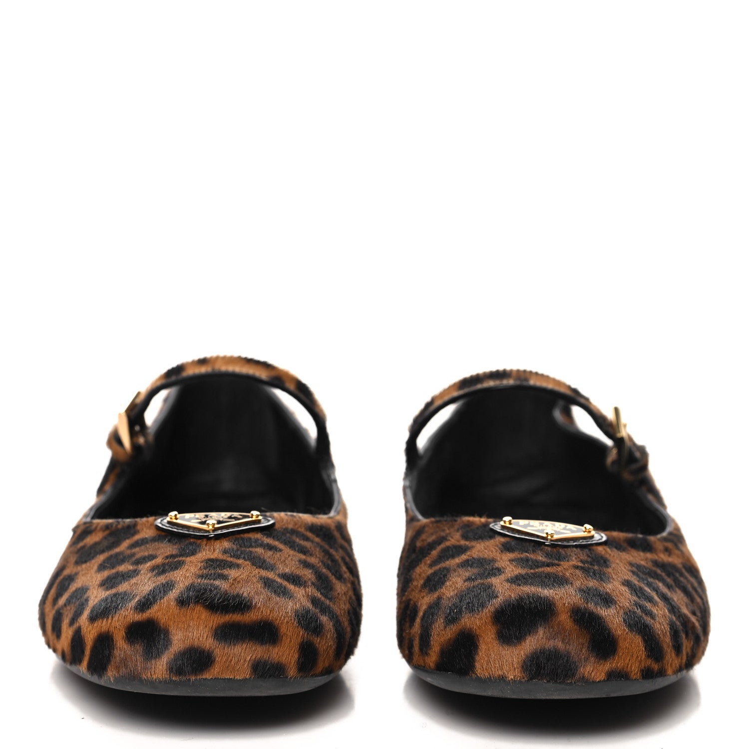 Prada Calf Hair Leopard Print Triangle Ballerina Flats 39.5 Miele Moro 3 of 9