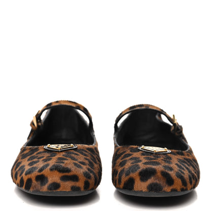 Prada Calf Hair Leopard Print Triangle Ballerina Flats 39.5 Miele Moro 3 of 9