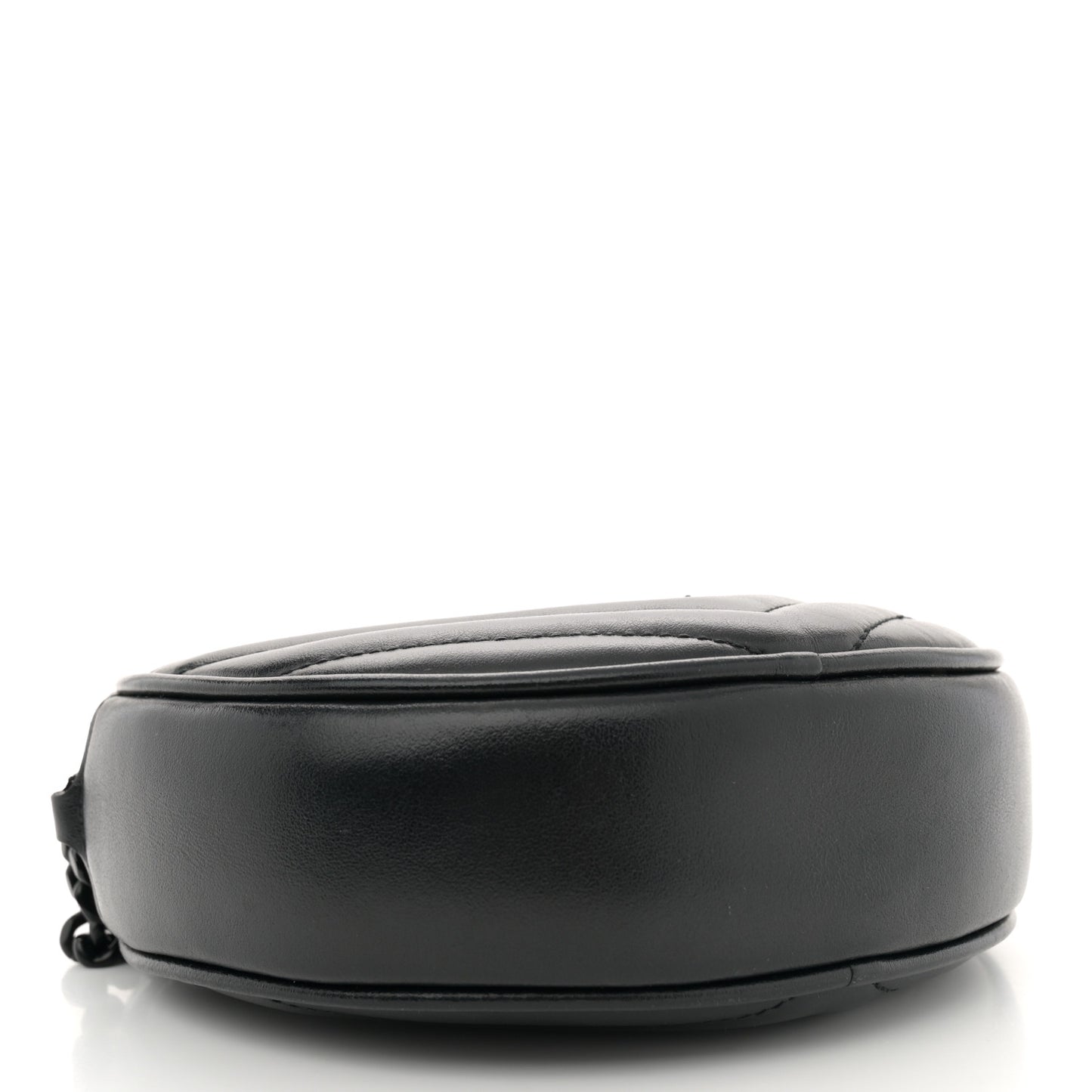 Calfskin Matelasse Chevron Round Vinyle Camera Bag Black