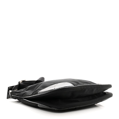 Prada Tessuto Nylon Calfskin Flat Messenger Bag Black 4 of 10