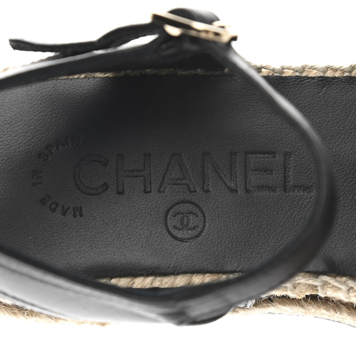 Lambskin Cap Toe CC Espadrilles Sandals 35 Black