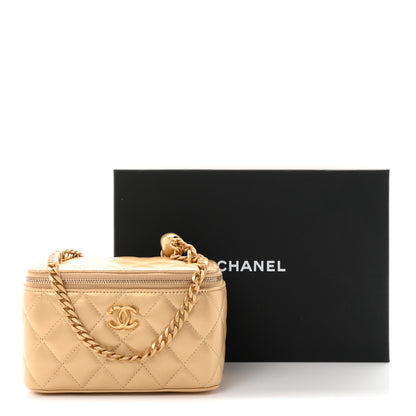 Chanel Metallic Lambskin Quilted Sweetheart Vanity Case Gold 10 of 10