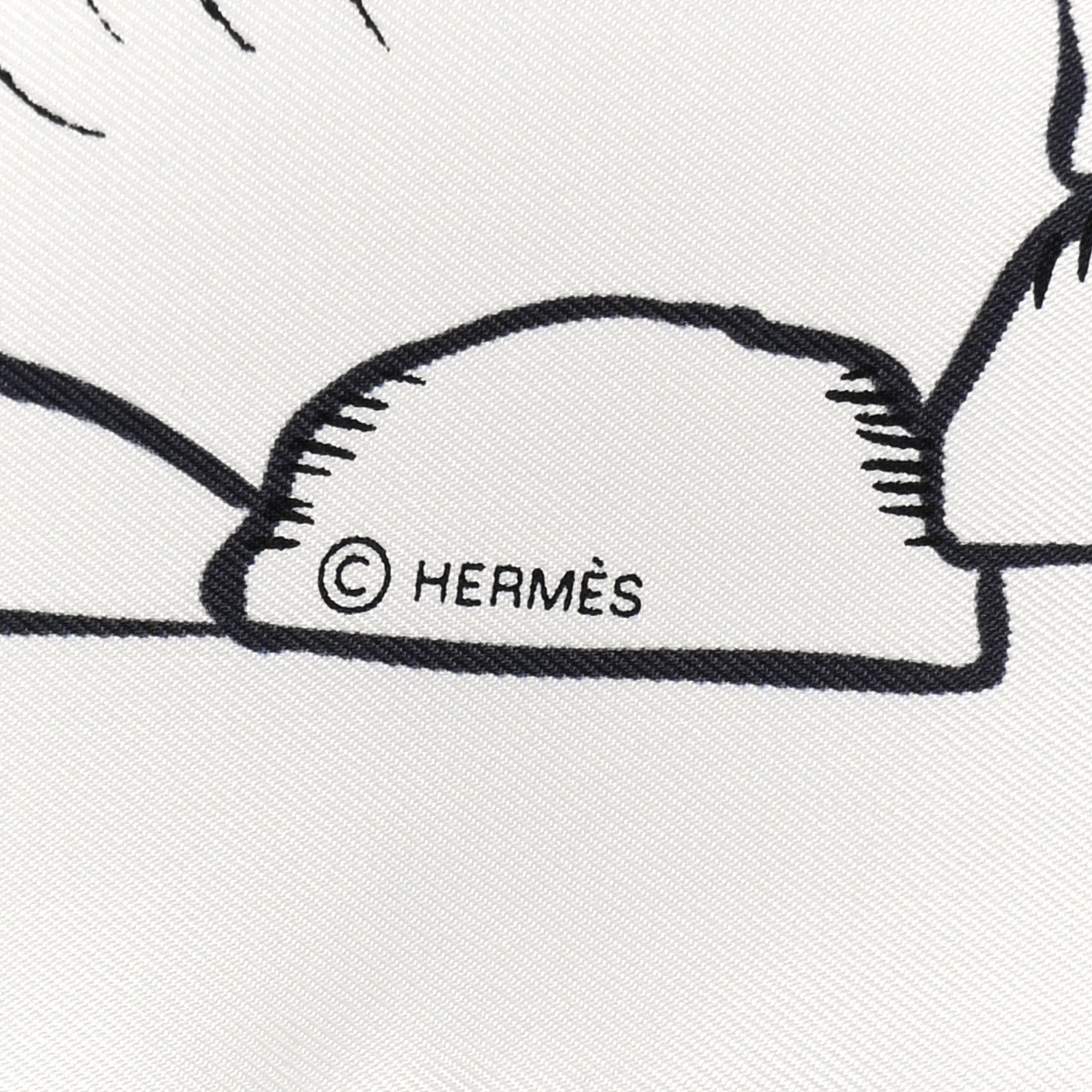 Hermes Silk Mille Et Un Lapins Scarf 90 White Black 3 of 9