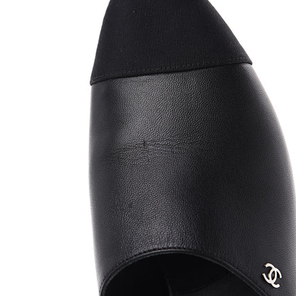 Chanel Lambskin Grosgrain Cap Toe CC Mules 39 Black 9 of 10