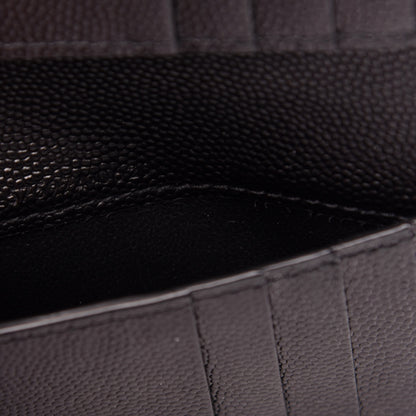 Saint Laurent Grain De Poudre Matelasse Chevron Monogram Zipped Two-Part Wallet Black 7 of 7