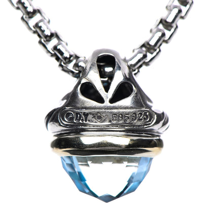 David Yurman Sterling Silver 14K Yellow Gold Blue Topaz 10mm Acorn Pendant Necklace 4 of 6