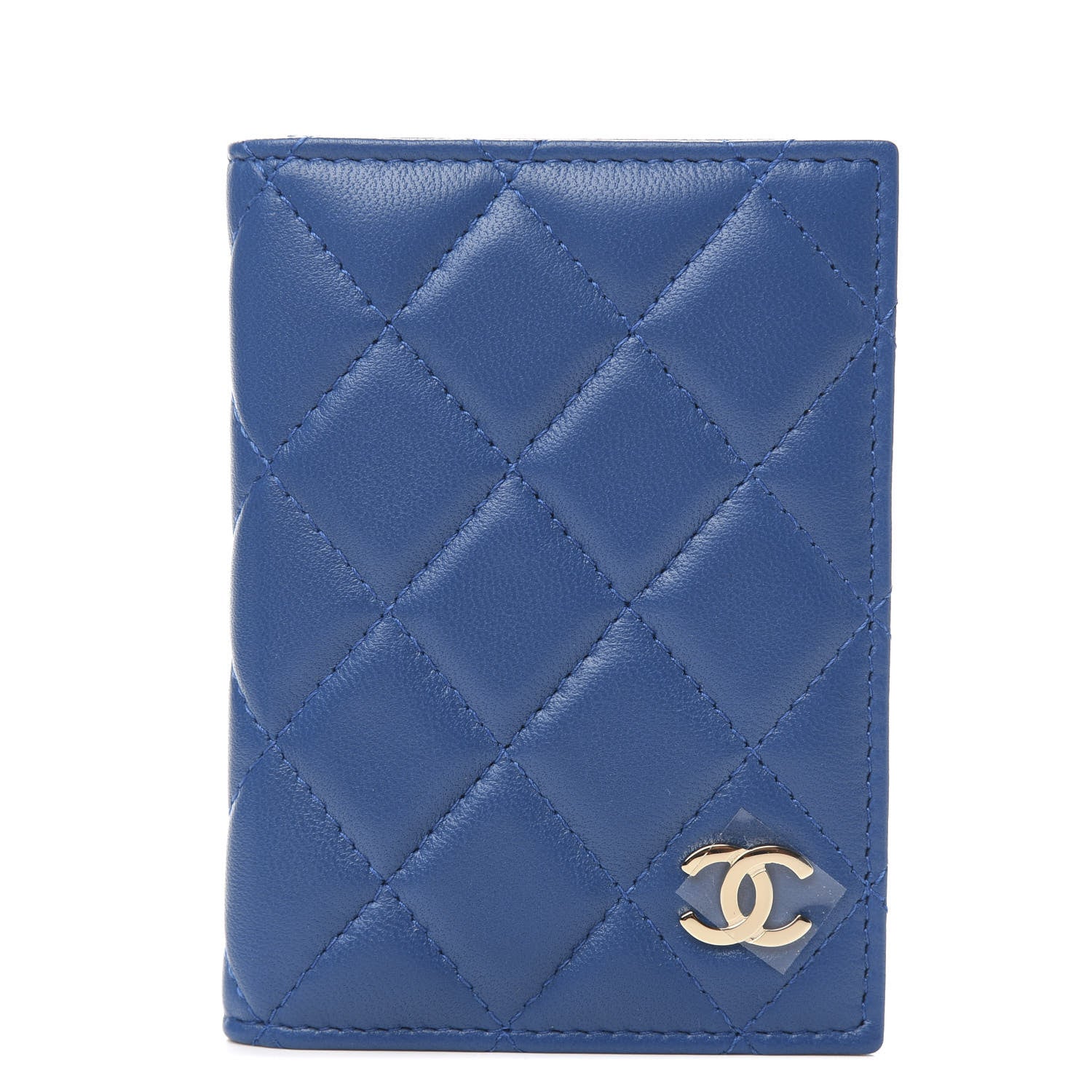 Chanel Lambskin Quilted Card Holder Wallet Blue 1 of 7