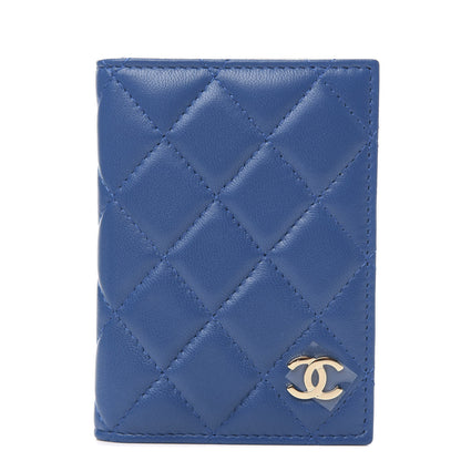 Chanel Lambskin Quilted Card Holder Wallet Blue 1 of 7