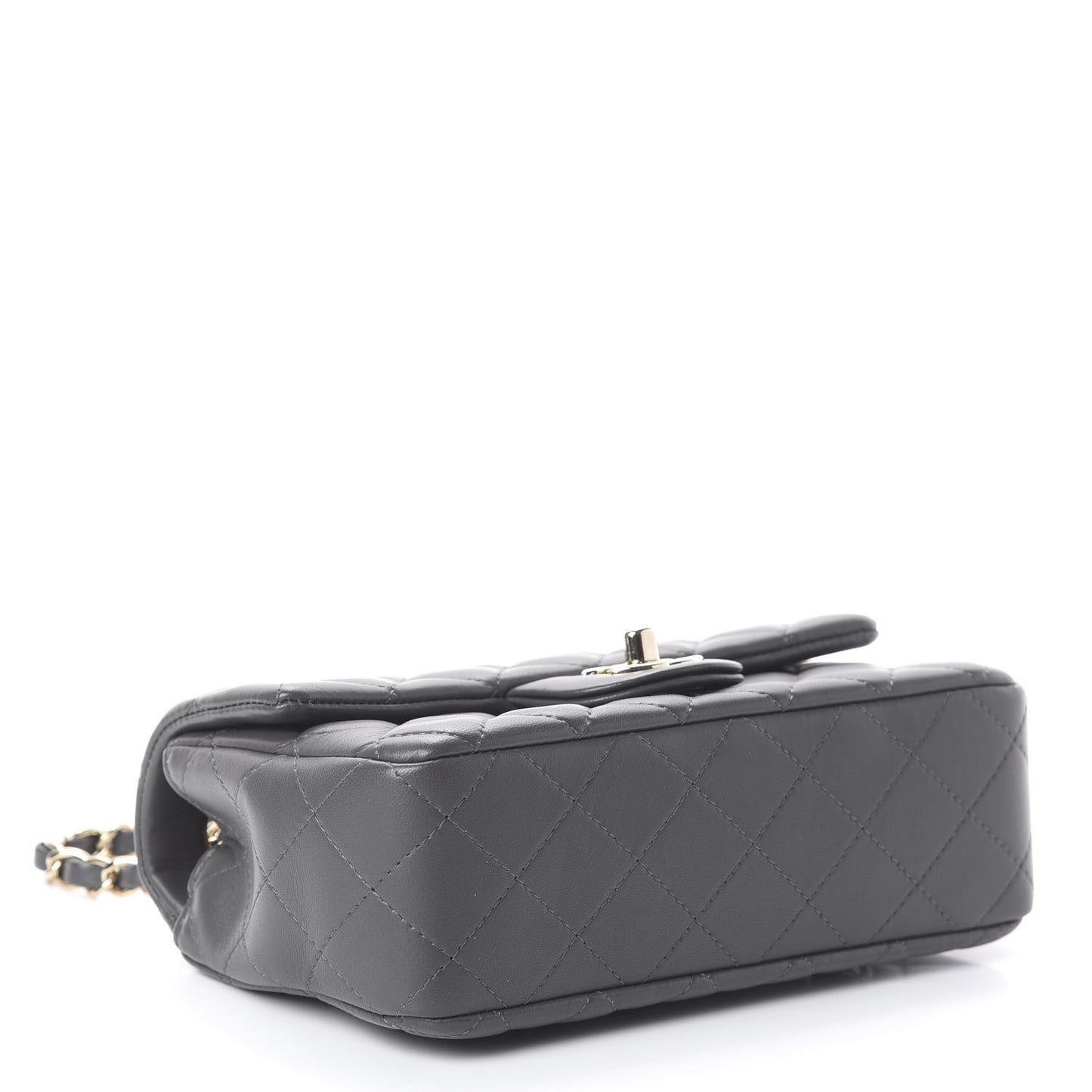 Lambskin Quilted Mini Rectangular Flap Grey