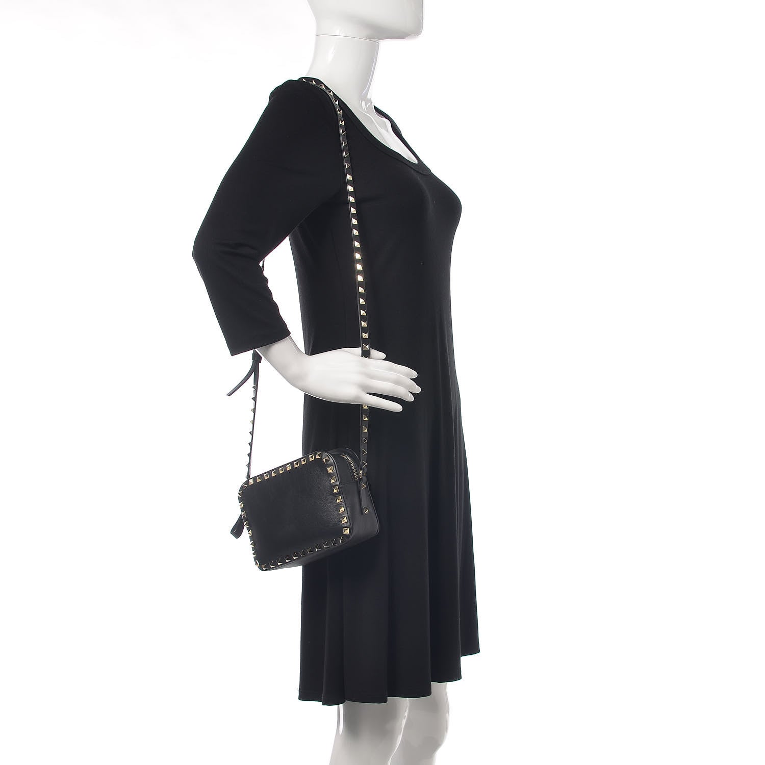 Valentino Garavani Calfskin Rockstud Camera Crossbody Bag Black 2 of 11