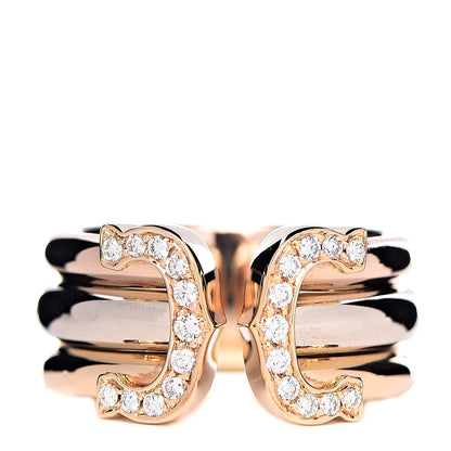 Cartier 18K Pink Yellow White Gold Diamond C De Ring 51 5.75 1 of 4
