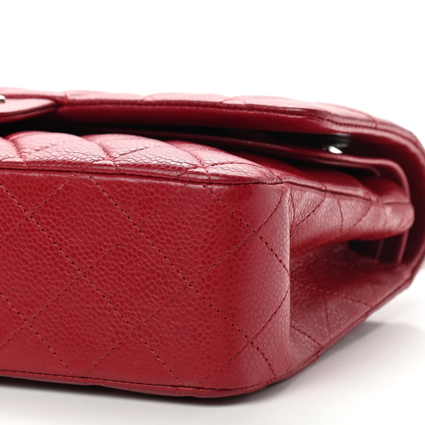 Caviar Quilted Medium Double Flap Red