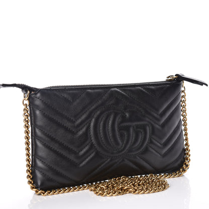 Gucci Calfskin Matelasse Mini GG Marmont Chain Bag Black 3 of 9
