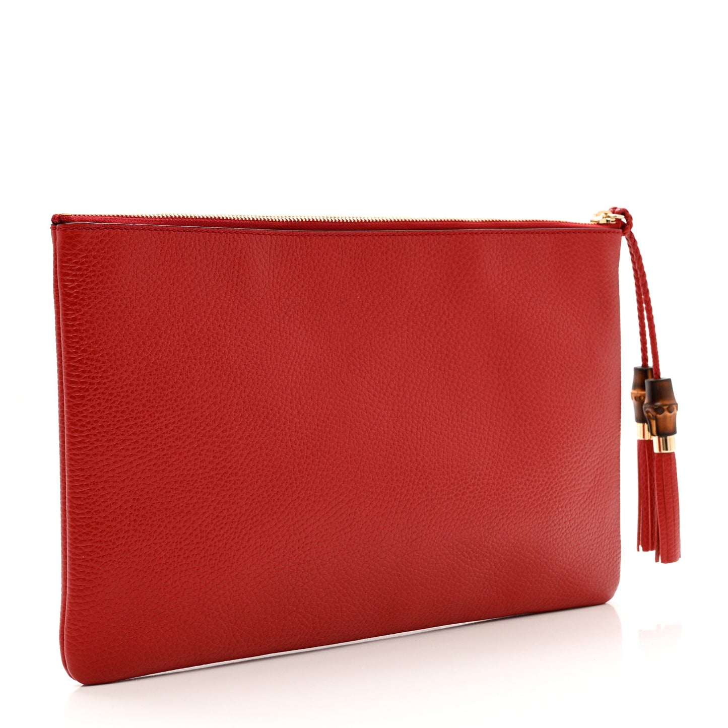 Calfskin Large Bamboo Clutch Red