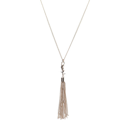 Saint Laurent Brass Monogram Tassel Necklace Gold 1 of 6