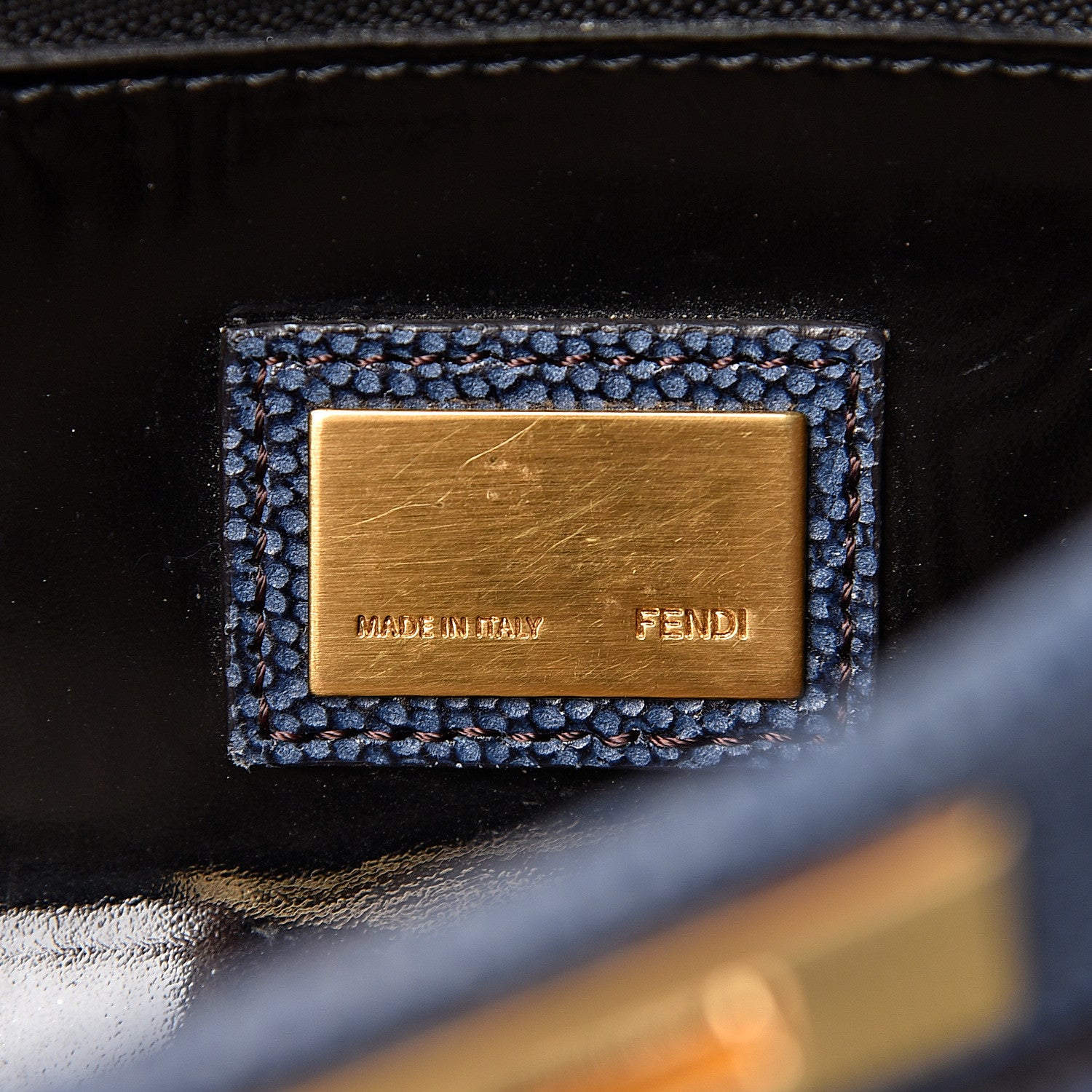 Fendi Patent Medium Peekaboo Iconic Satchel Blue 7 of 13