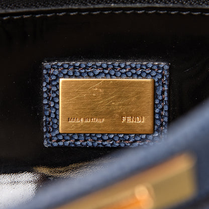 Fendi Patent Medium Peekaboo Iconic Satchel Blue 7 of 13