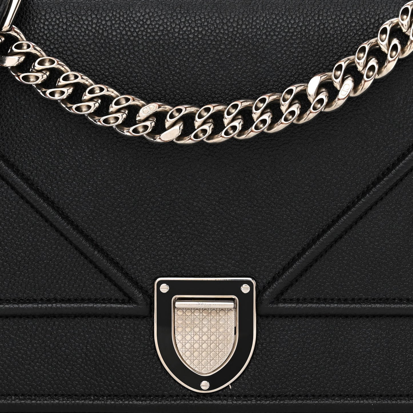 Grained Calfskin Medium Diorama Flap Bag Black