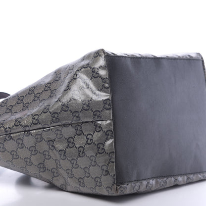 Gucci Crystal Monogram Medium Web Handle Bucket Tote Black 13 of 14